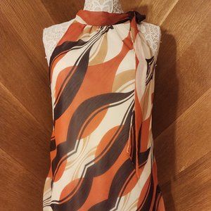 Studio 1940 Orange, Brown and Tan Sleeveless Top - Sz M